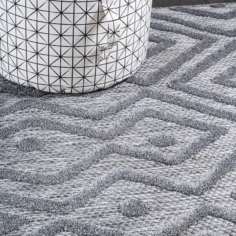 Balansat Moroccan Diamond Round Indoor/Outdoor Area Rug