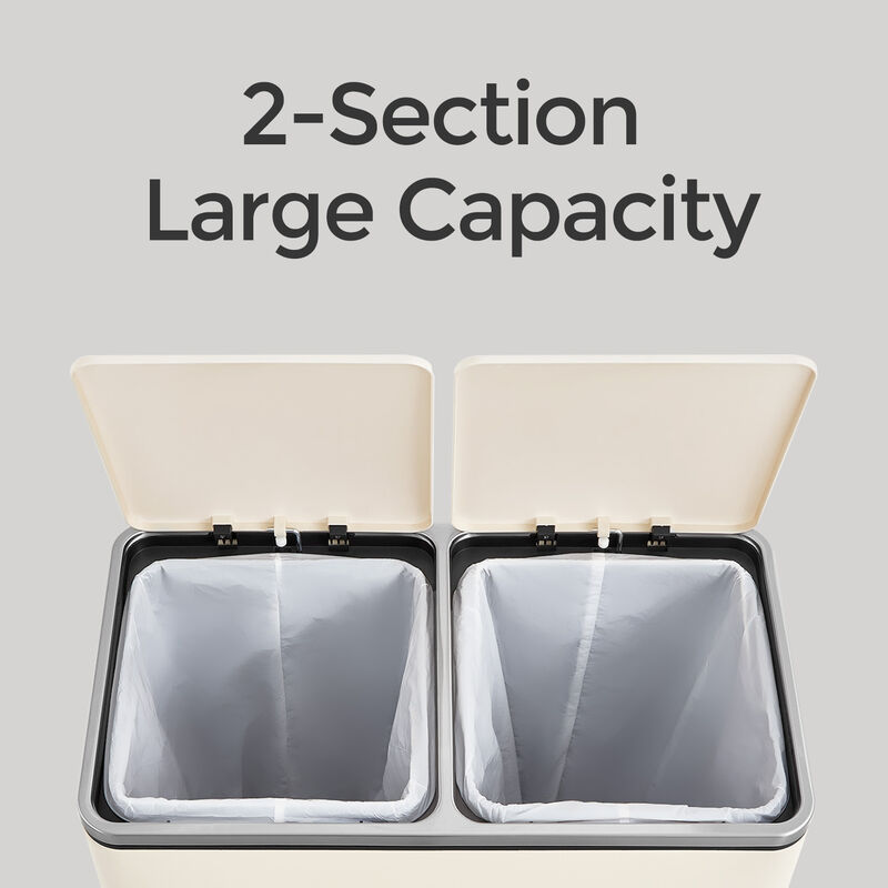 Dual Compartment Trash Can with Hinged Airtight Lids Kitchen Bin image number 4