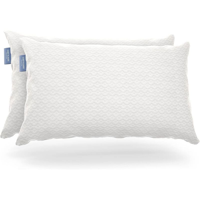 Hivvago Set of 2 Queen Shredded Memory Foam Pillows with Luxury Bamboo Breathable Cover