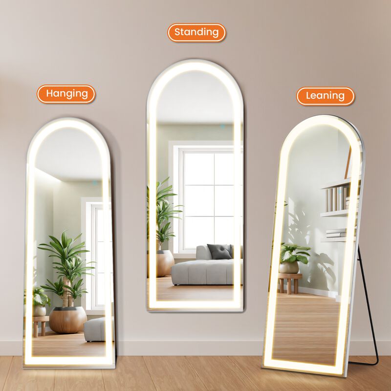 Oval LED Bathroom Mirror 63"x20", Lighted Vanity Mirror with Anti-Fog Function, White