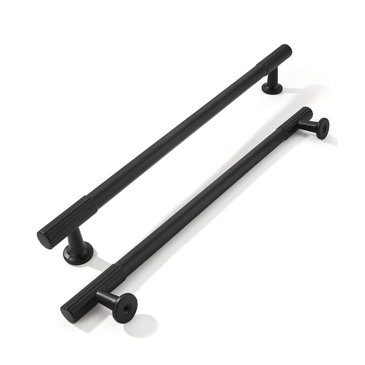 khtumeware 8 Inch Hole Center 10 Pack Matte Black Heavy Duty Solid Cabinet Pulls, Kitchen Drawer Handles, for Dresser cabinets,