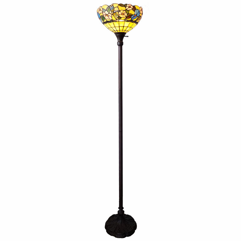Hivvago 70" Green And Black Floor Lamp With Green Glass Bowl Shade