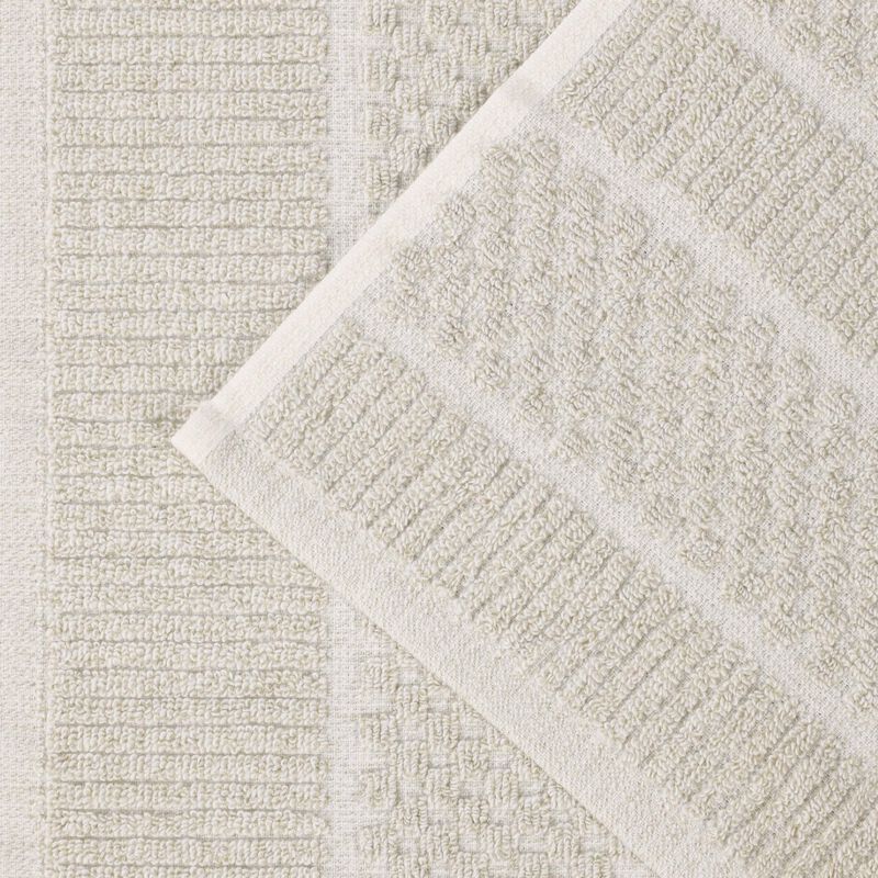 Set of 6 Cotton Blend Hand Towels with Checkered and Ribbed Texture image number 3