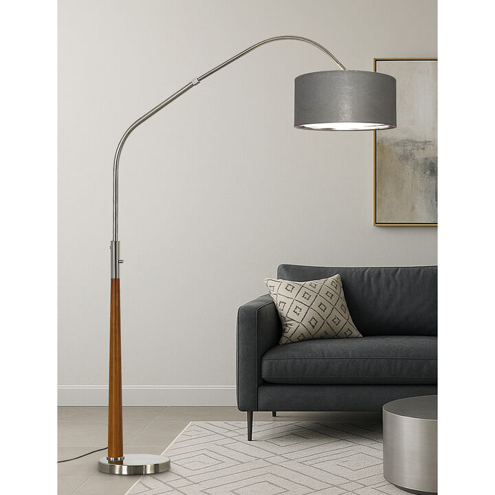 HOMEGLAM Century 81" Solid Wood Arched Floor Lamp with Dimmable LED Bulb.