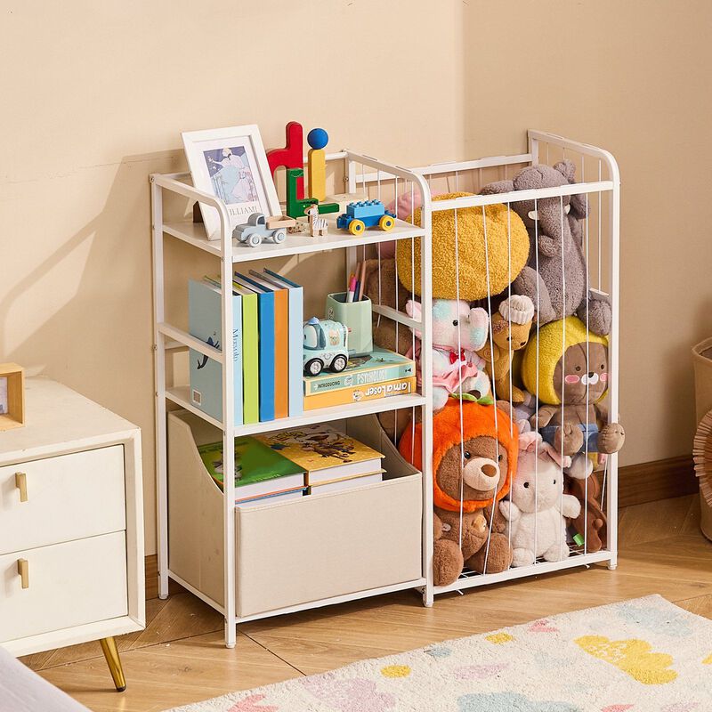 Kids Bookshelf with Toy Storage Chest, 2 Tier Book Organizer for Kids Room image number 1