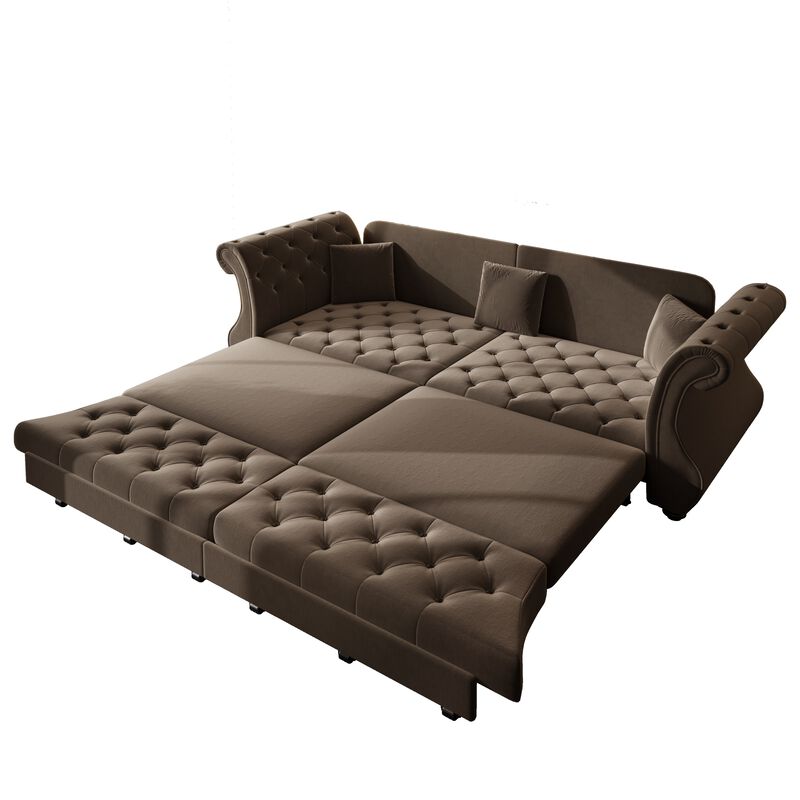 TATEUS Chesterfield Velvet Sofa Bed image number 6