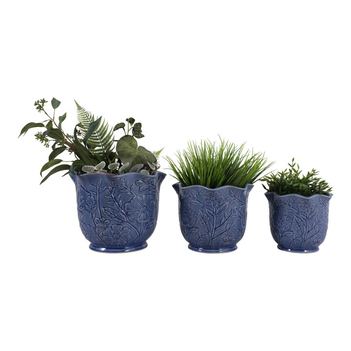 S/3 Wildflower Ruffle Planters