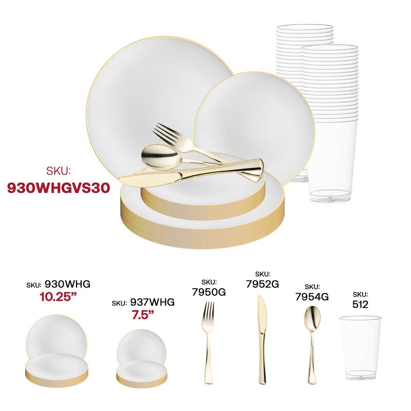 Gold Rim Organic Round Plastic Wedding Value Set image number 5