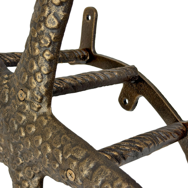 12 inch Cast Iron Starfish Hose Holder Bronze Finish Coastal Garden Yard Decor image number 3