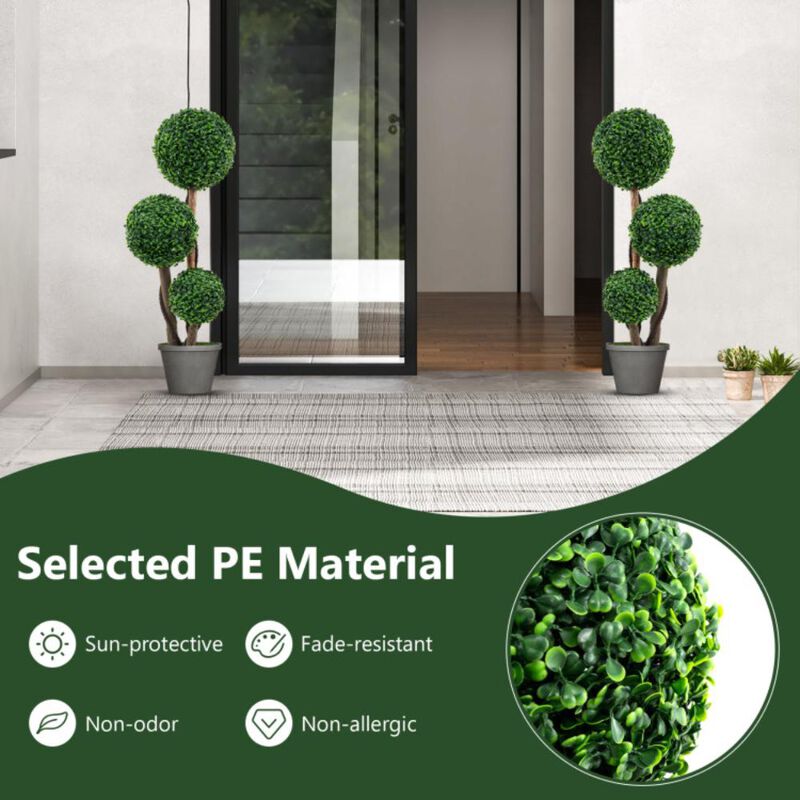 Hivvago 36 Inch Tall Artificial Boxwood Topiary Tree in Pot