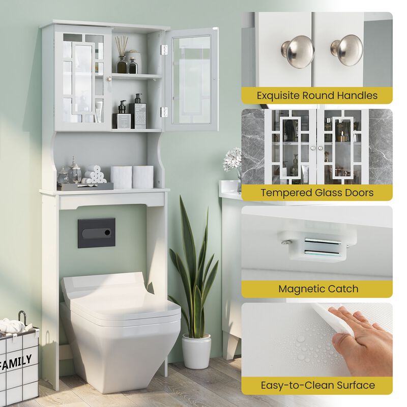Costway Bathroom Spacesaver Over the Toilet Door Storage Cabinet Tower Organizer White