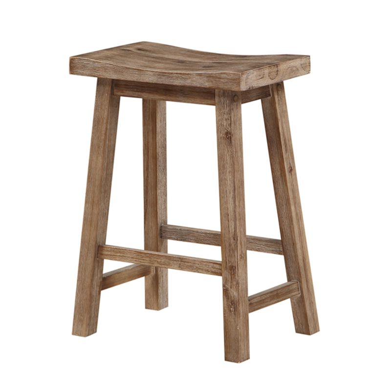 Wooden Frame Saddle Seat Counter Height Stool with Angled Legs, Gray