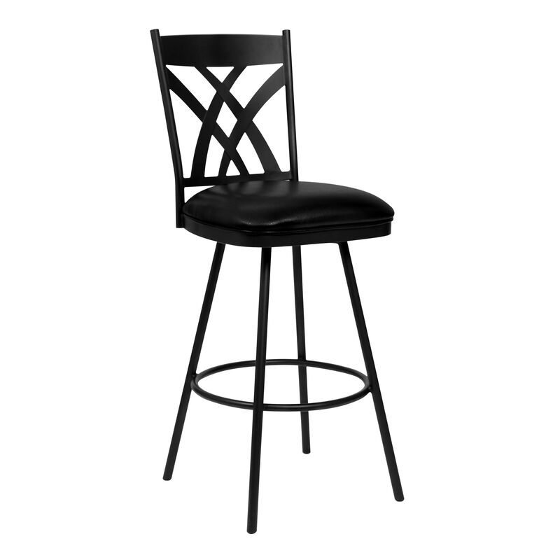 Dover  Counter Height Barstool in Matte Black Finish and Black Faux Leather
