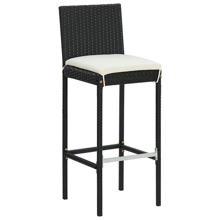 Bar Stool Set of 6 Black PE Rattan Counter Height Footrest