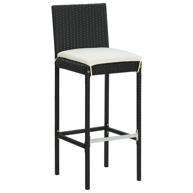 Bar Stool Set of 6 Black PE Rattan Counter Height Footrest