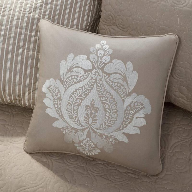 Hivvago 6-Piece Country Cottage Quilted Khaki Reversible Day Bed Cover Set