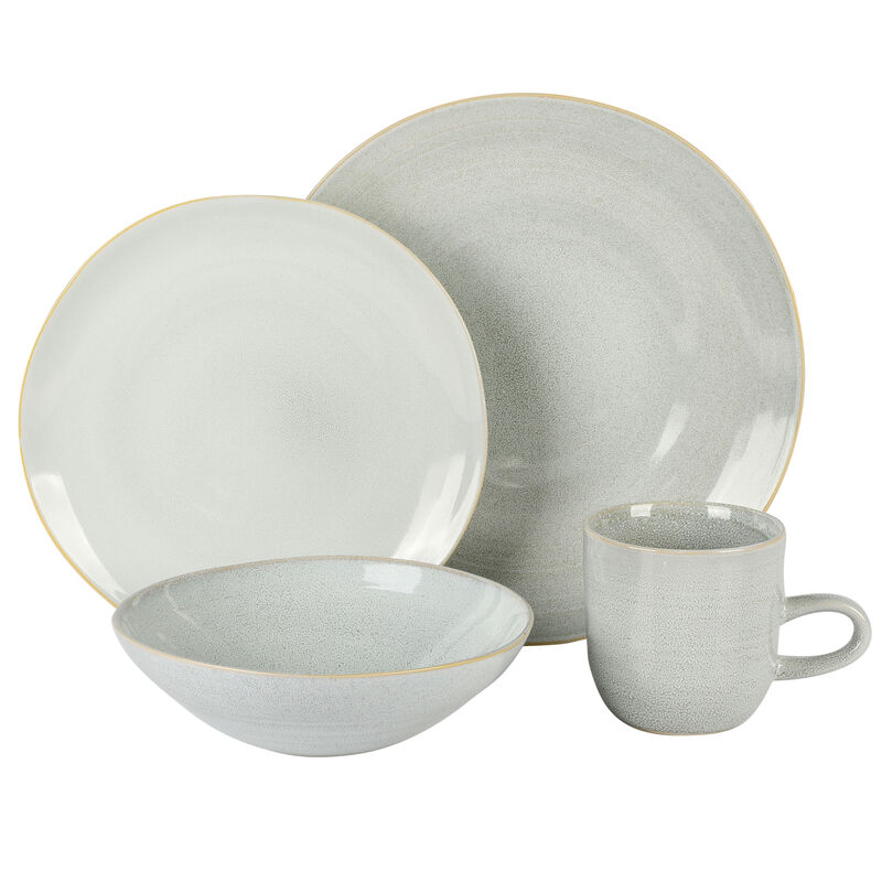 Laurie Gates Ravenna 16 Piece Round Stoneware Dinnerware Set in Grey