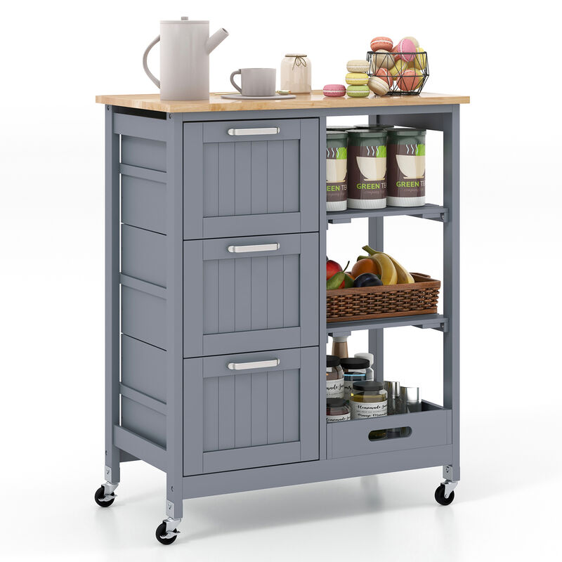 Rolling Kitchen Island Utility Storage Cart with 3 Large Drawers