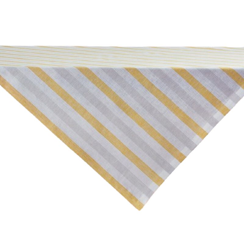 Solino Home 100% Pure Linen Table Throw 52 x 52 Inch | Sorrento Stripe