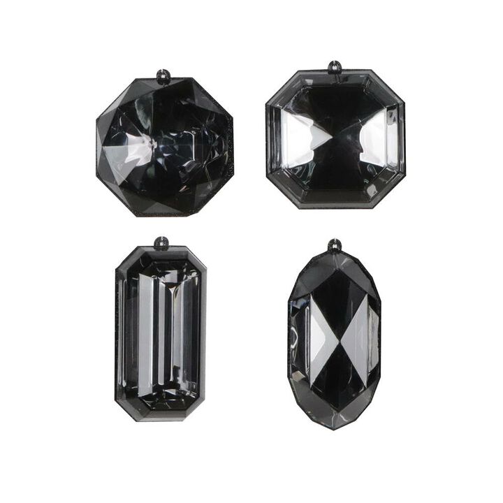 Vickerman 4-5" Black Jewel Glitter Ornament Assorted, Includes 4 Pieces per Bag