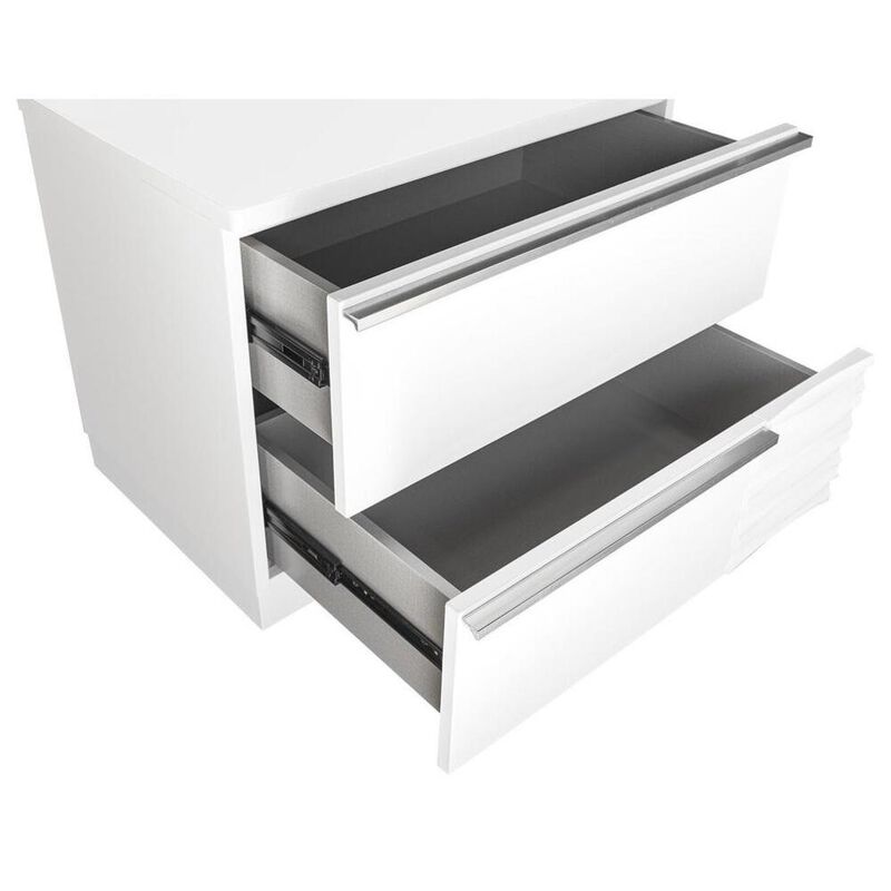 Best Master Furniture Best Master Athens 2-Drawer Poplar Wood Bedroom Nightstand in White Lacquer