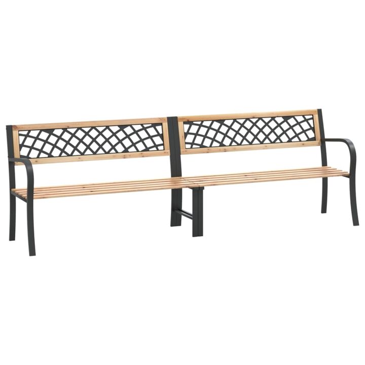 vidaXL 93.7" Twin Patio Bench - Durable Chinese Fir Wood and Steel Construction - Classic Design Outdoor Furniture - Weather-Resistant Garden Bench