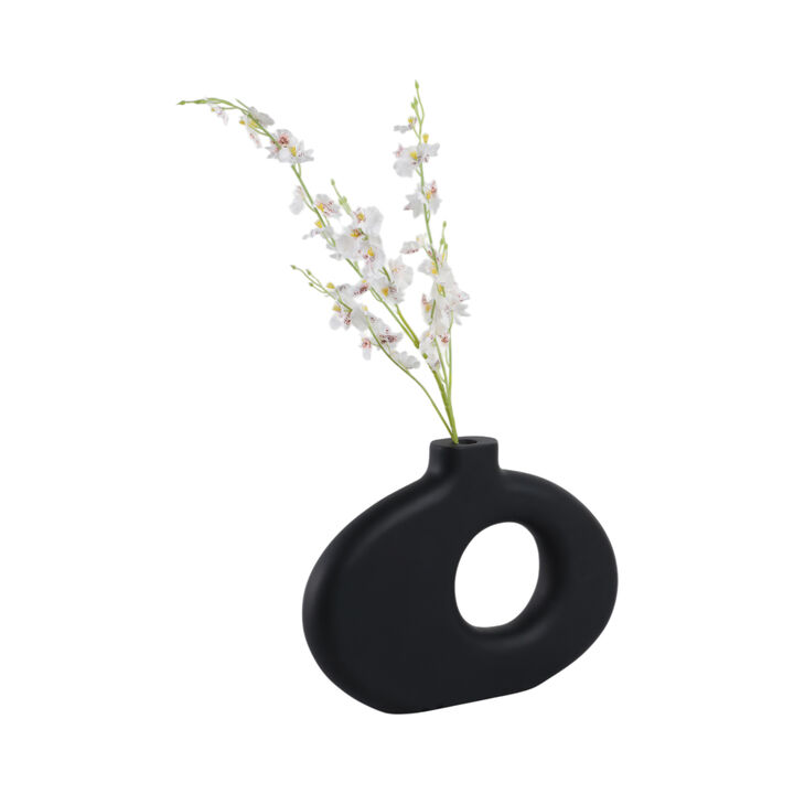 Cut-out Wood Vase, Black