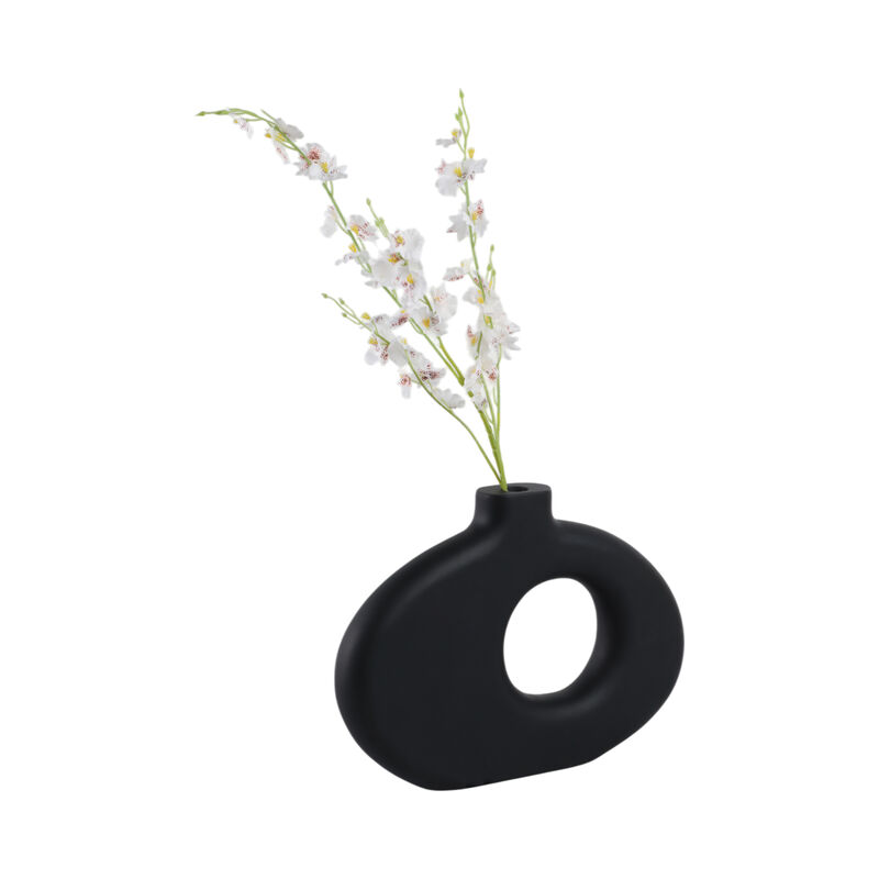Cut-out Wood Vase, Black image number 1