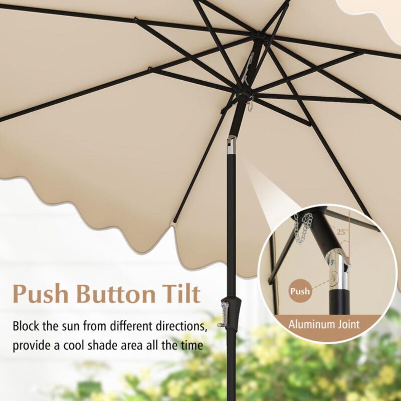 Hivvago 9 Feet Patio Umbrella with Crank Handle and Push Button Tilt