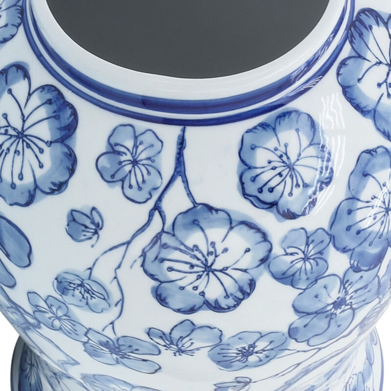 14" Temple Jar W/ Hibiscus image number 3