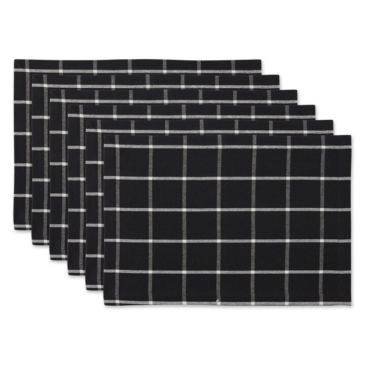Set of 6 13" x 19" Black and White Check Placemat