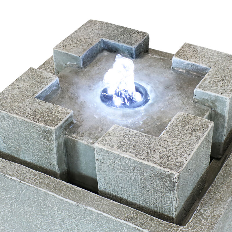 Sunnydaze Square Dynasty Polyresin Indoor Water Fountain - 7 in