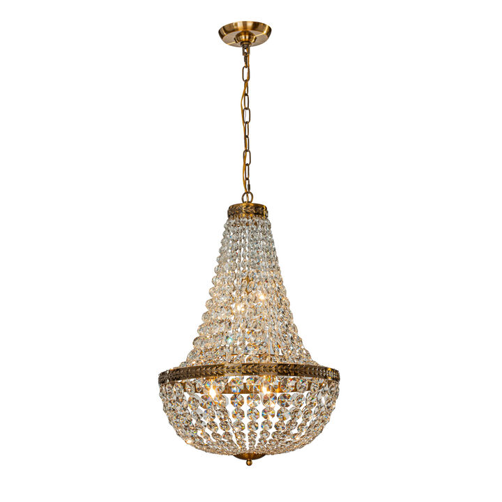 4-Light Vintage And Classic Basket Chandelier With Crystal Accents