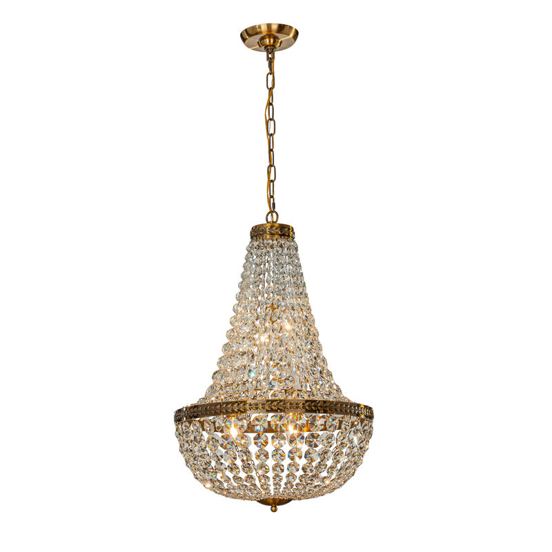 4-Light Vintage And Classic Basket Chandelier With Crystal Accents image number 0