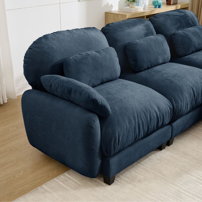 3 Seat modular cloud couch for living room, Chenille deep seat sofa with plush cushions, Modular 3 seater sofa for home image number 5