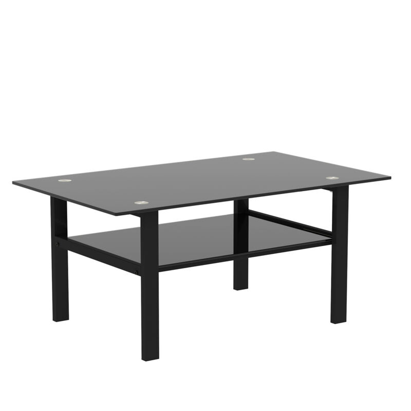 Black Glass Coffee Table, Modern and Simple, Black Living Room Coffee Table, Side Table