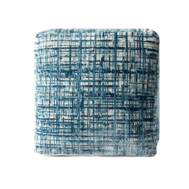 Hivvago 18 Inch Blue Abstract Pouf Ottoman