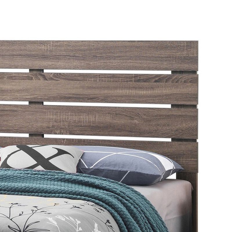 Eastern King Bed with Panel Headboard and Footboard, Brown