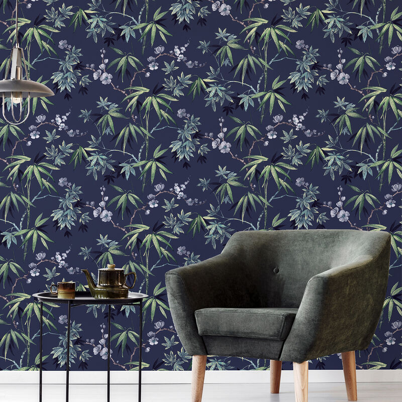 Desi Navy Jasmine Garden Wallpaper image number 2