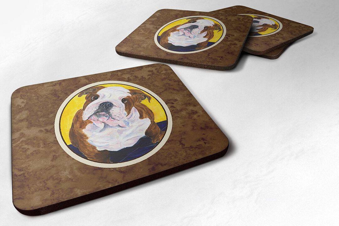 Caroline's Treasures SS8415FC English Bulldog Foam Coasters (Set of 4), 3.5 H x 3.5 W, Multicolor