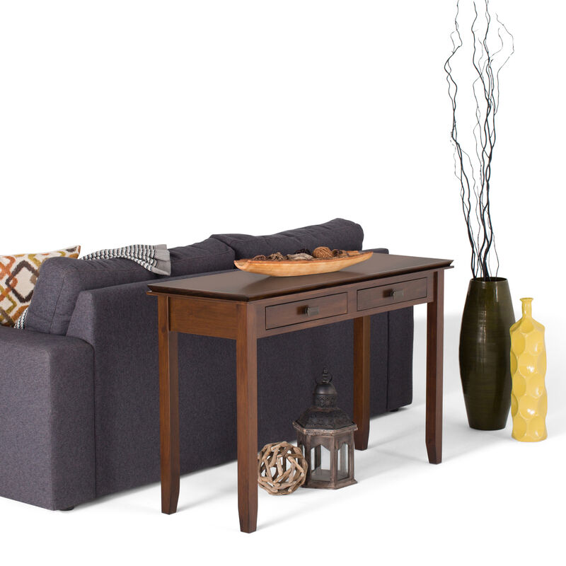 Artisan SOLID WOOD 46 inch Wide Transitional Console Sofa Table in Russet Brown