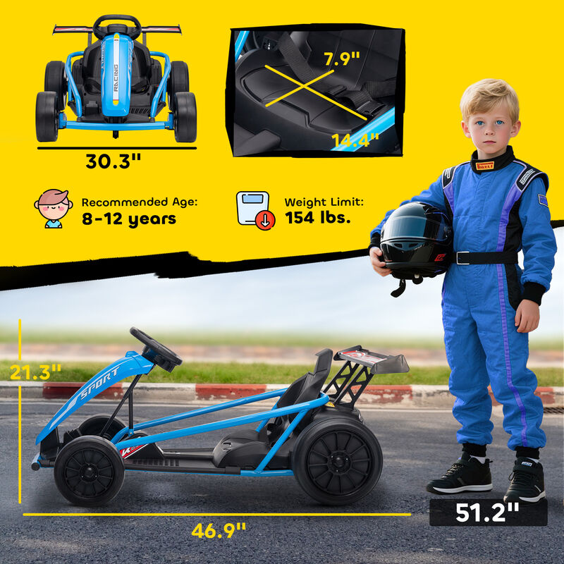 BreeBe 24V 7AH Kids Electric Go Kart, 8.1 MPH Battery Powered Drift Kart with Dual Motors, Soft Start image number 2