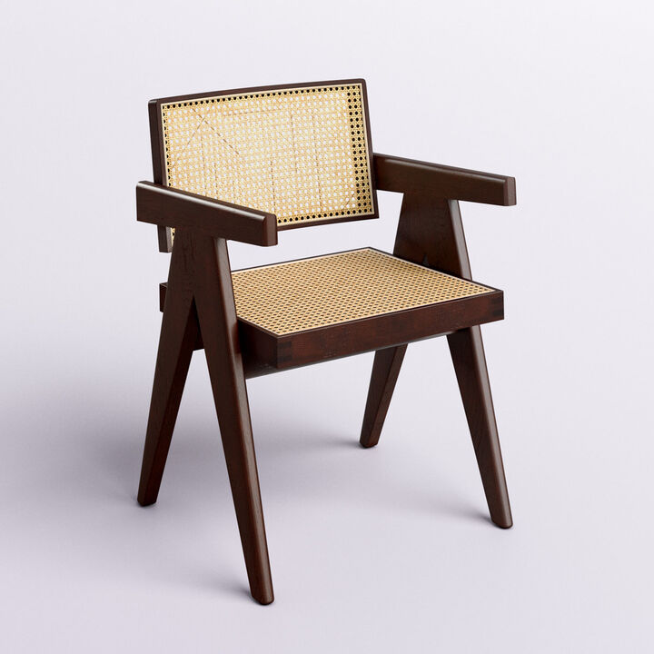 Eveleth Rattan Dining Chair with Solid Wood Frame