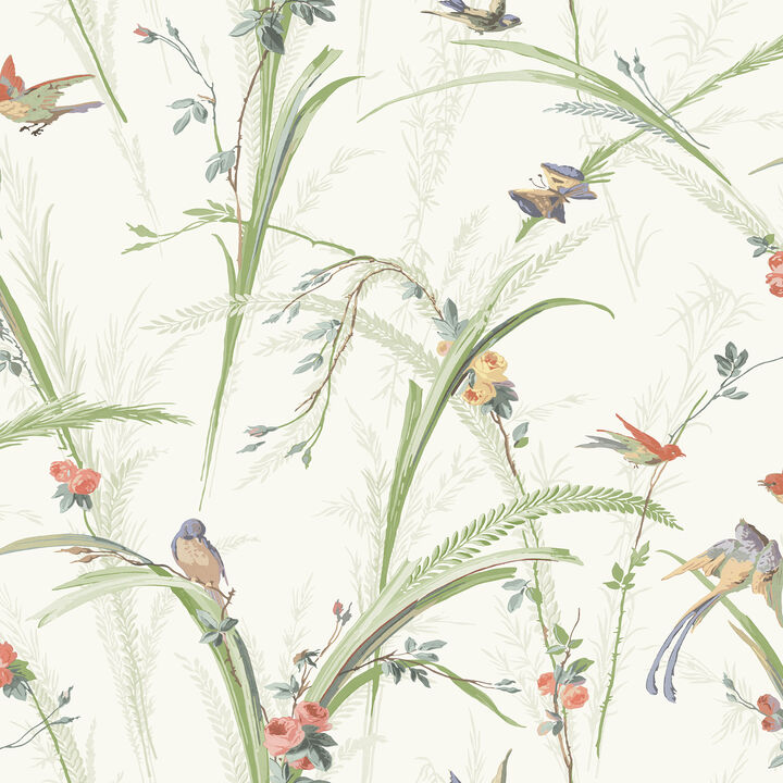 Meadowlark Light Green Botanical Wallpaper (Set of 2)
