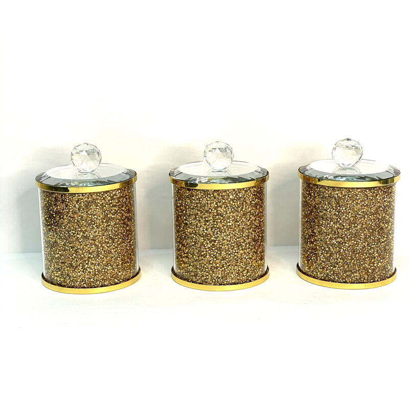 Exquisite Three Glass Canister Set in Gift Box