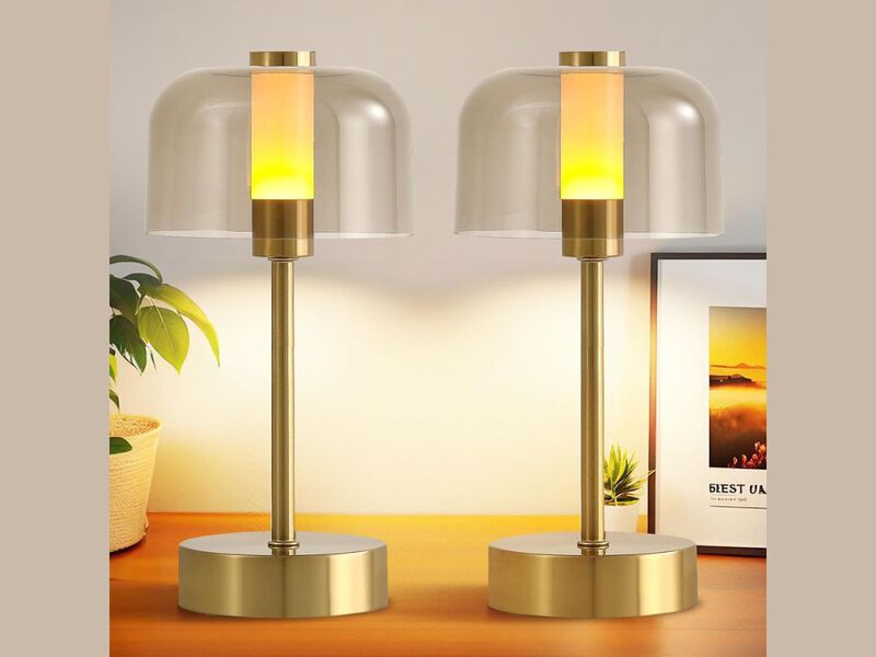 2-Pack Portable USB-Rechargeable Cordless Modern Table Lamp, Touch Dimmable Small Atmosphere Lamp with 4000mAh Battery Operated LED Night Light for Any Space image number 1