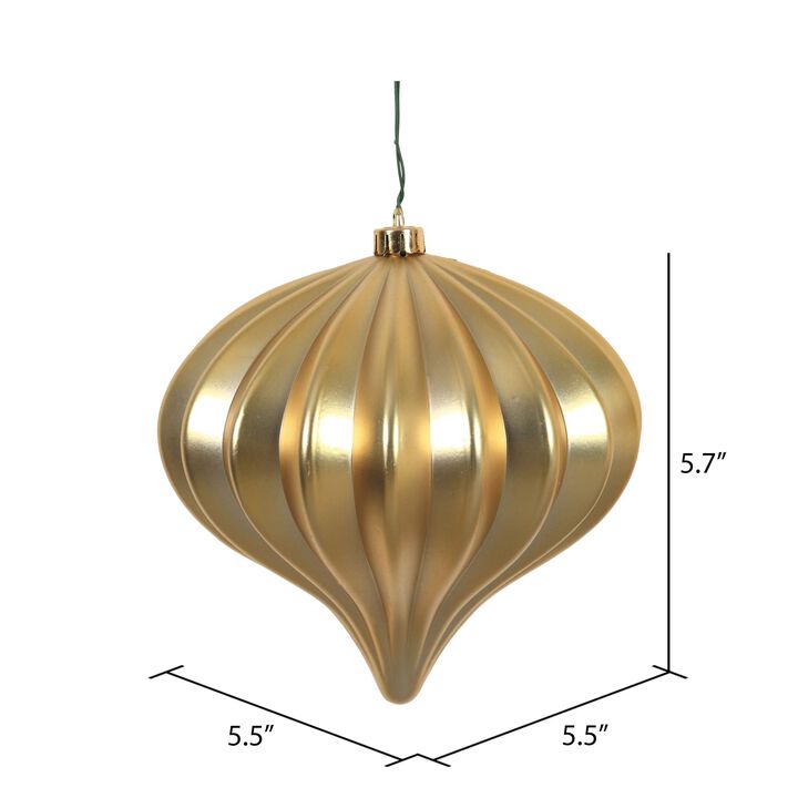Vickerman 5.7" Gold Matte Onion Christmas Ornament, UV Treated, Set of 3