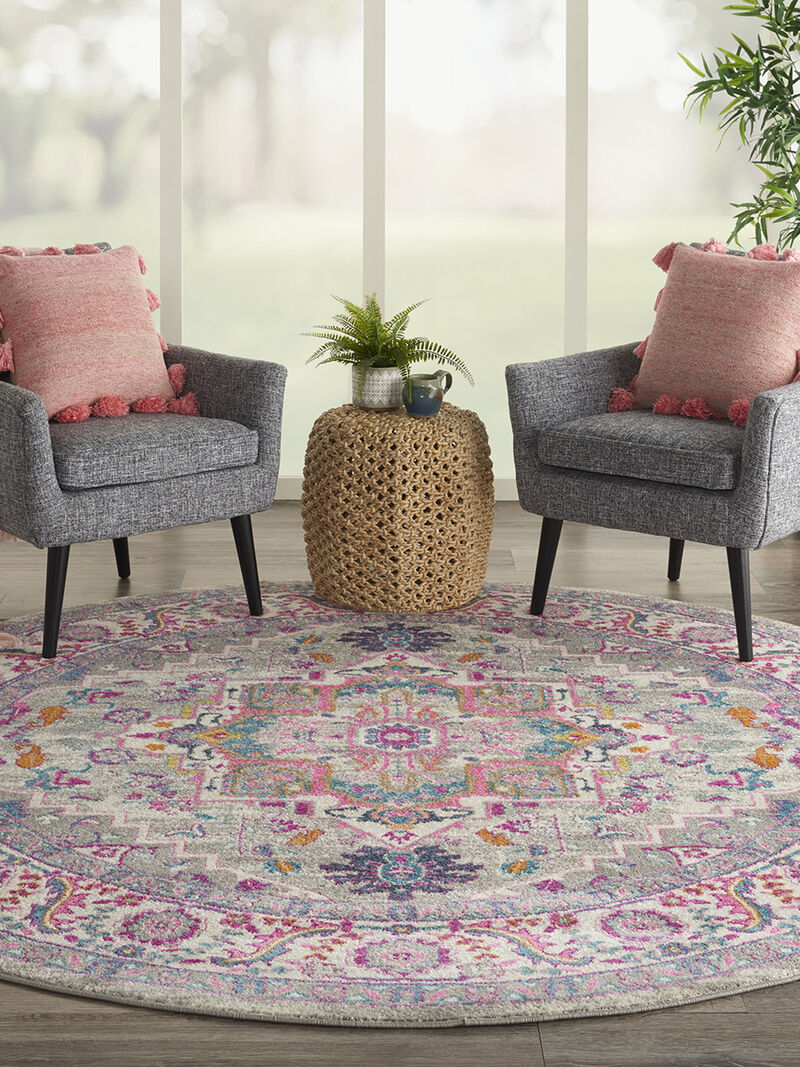 Passion PSN20 Light Gray/Pink 8' x Round Rug image number 6