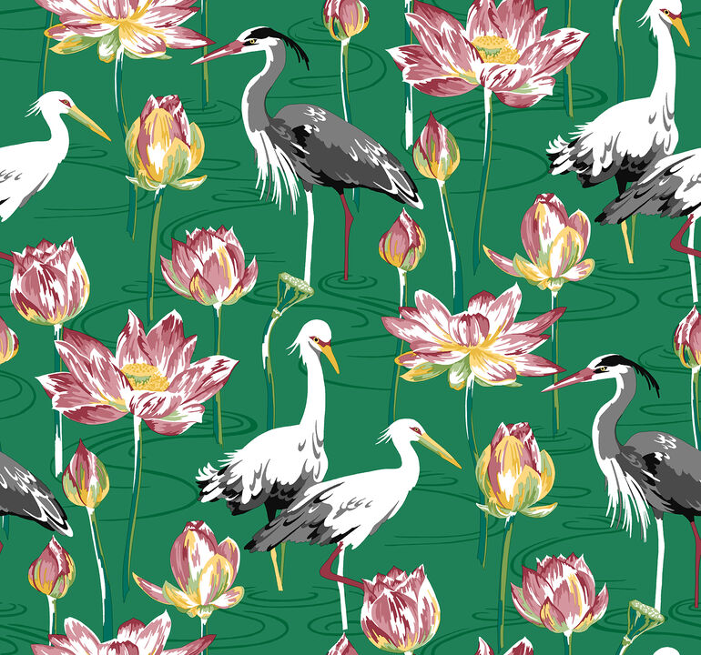 Barton Green Heron Wallpaper (Set of 2)