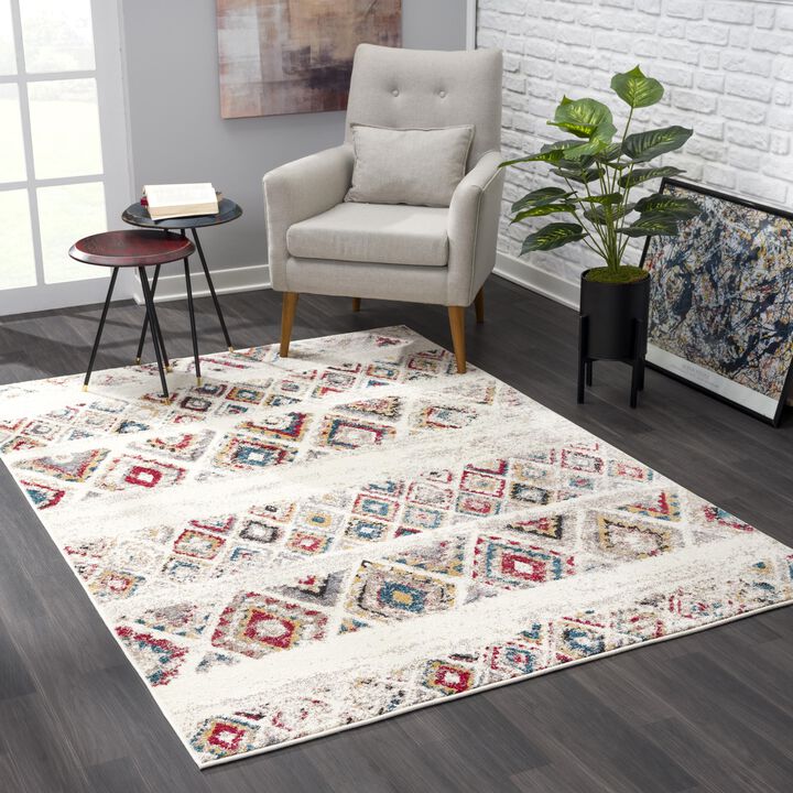 Rug Branch Safa Contemporary Boho Cream Red Indoor Area Rug